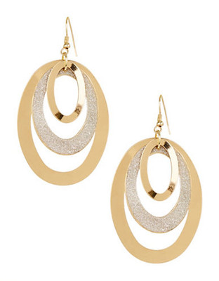 Expression Oval Glitter Earrings - Assorted