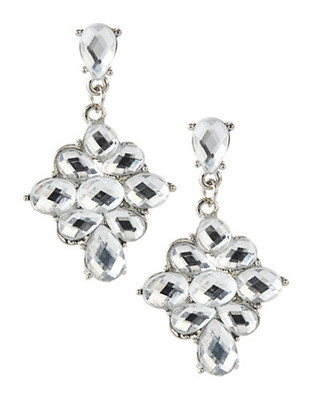 Expression Crystal Flower Drop Earrings - Silver