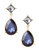 Expression Faceted Stone Drop Earrings - Navy