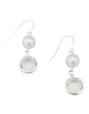 Cezanne Faux Pearl Double Drop Earrings - White