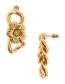 Material Girl Drop 3 Link With Flower Earrings - Green
