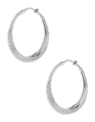 Michael Kors Pave Statement Hoop Earrings - Silver