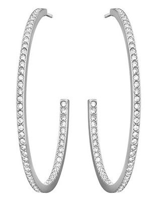 Swarovski Pierced Earrings Hoops - Silver