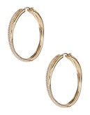 Michael Kors Pave Crossover Hoop Earrings - Gold