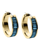 Michael Kors Gold Tone With Montana Baguettes Small Hoop Earring - Blue