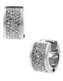 Michael Kors Silver Tone Clear Crystal Pave Huggie Earring - SILVER