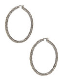 A.B.S. By Allen Schwartz Pave Hoop Earrings - Silver