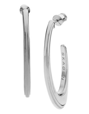 Skagen Denmark Ditte SilverTone Stainless Steel Hoop Earrings - Silver