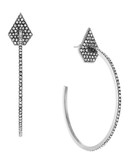 Vince Camuto On Point Pave Items Light rhodium plated base metal Glass Hoop Earring - Grey