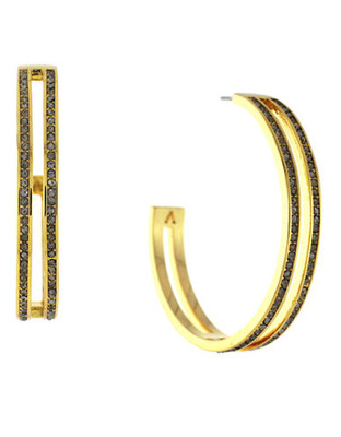 Vince Camuto Linear Equation Gold Plated Glass Hoop Earring - Gold
