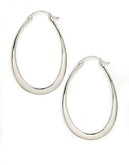 Expression Sterling Silver Oval Hoop Earrings - Silver