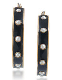 Carolee Espresso Martini Hoop Pierced Earrings Gold Tone Hoop Earring - Black