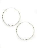 Expression Sterling Silver Glitter Hoop  Earrings - Silver