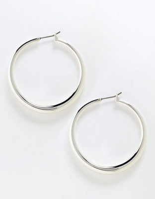 Lauren Ralph Lauren Large Tube Hoop - Silvertone