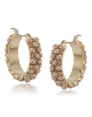 Carolee Jamie Suede Pearl Hoop Pierced Earrings Gold Tone Plastic Hoop Earring - Gold