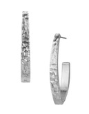 Sam Edelman Hammered J-Hoop Earrings - Silver