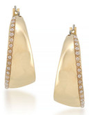 Carolee Sculpture Garden Pearl Hoop Pierced Earrings Gold Tone Plastic Hoop Earring - Gold