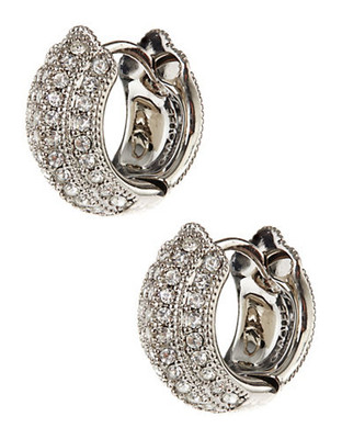 Carolee Pave Crystal Hoop Earrings - silver