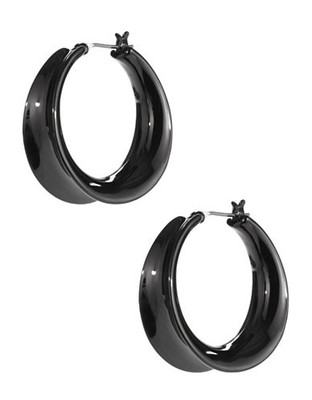 Lauren Ralph Lauren Concave Hoop Earrings - Black