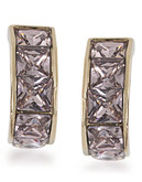 Carolee Mimosa Hoop Pierced Earrings Gold Tone Crystal Hoop Earring - Silver