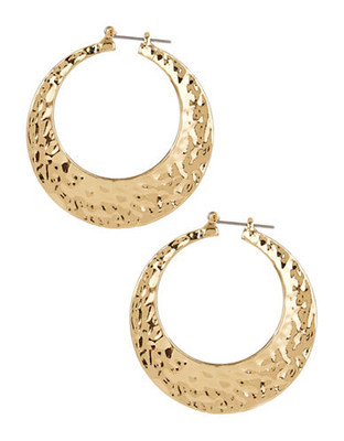 R.J. Graziano Hammered Goldtone Hoop Earrings - Gold