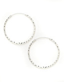Expression Sterling Silver  Glitter Hoop Earrings - Silver