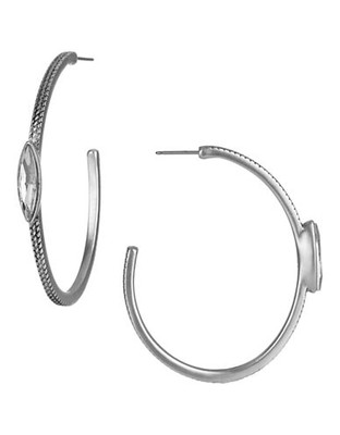 Sam Edelman Stone Center Hoop Earrings - Crystal/Silver