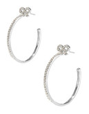 Betsey Johnson Small Crystal Bow Hoop Earrings - CRYSTAL