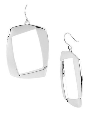 Kenneth Cole New York Large Silver Rectangle Gypsy Hoop Earring - Silver
