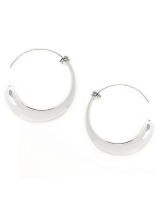 Kenneth Cole New York Silver Sculptural Crescent Hoop Earring - Silver