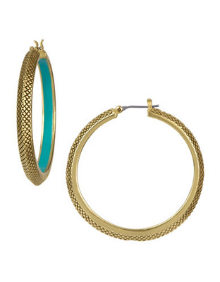 Sam Edelman Etched Enamel Hoop Earrings - Turquoise
