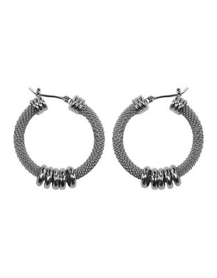 Anne Klein Mesh Hoop Earrings - Silver