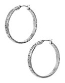 Lauren Ralph Lauren Etched Click Back Hoop Earrings - Silver