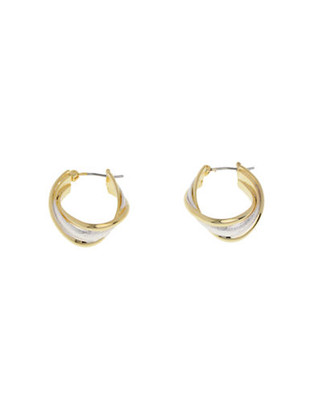 Anne Klein 2 Tone Oval Hoop Earring - Gold/Silver