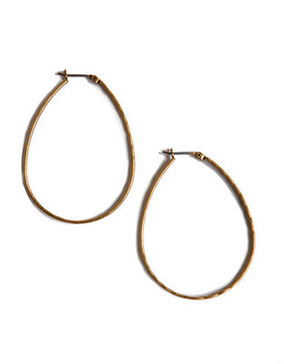 Lucky Brand medium gold-tone oblong hoop earrings - Gold