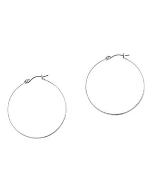 Nine West Basic large hoop earrings in silver tone metal. - No Color