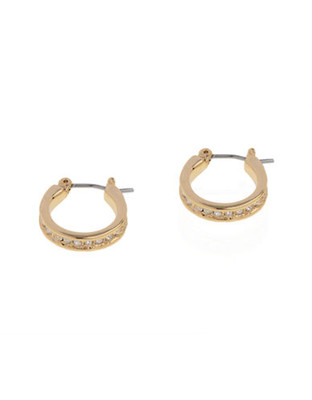 Anne Klein Small Pave Hoop Earring - Gold