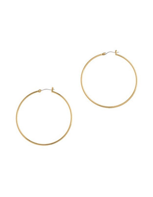 Nine West Large clickit basic hoop in gold tone metal. - Gold