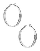 Bcbgeneration Cut Out Hoop Earrings - Silver