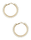 R.J. Graziano Pearl Hoop Earrings - Pearl