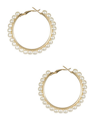 R.J. Graziano Pearl Hoop Earrings - Pearl
