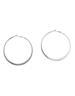Nine West Pierced Silver Small Flat Hoop Earring - Silver