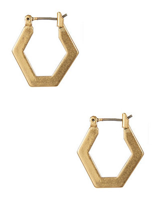 Lucky Brand Small Hexagon Hoop Earrings - Gold