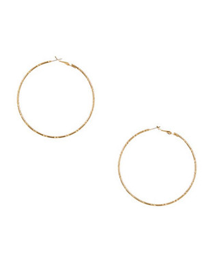 Expression Bamboo Textured Hoop Earrings - Gold