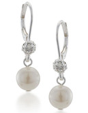 Carolee Crystal And Pearl Linear Drop Earrings - Silver