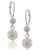 Carolee Crystal And Pearl Linear Drop Earrings - Silver