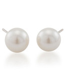 Carolee 8mm White Pearl Stud Earrings with 14kt Gold Posts - White