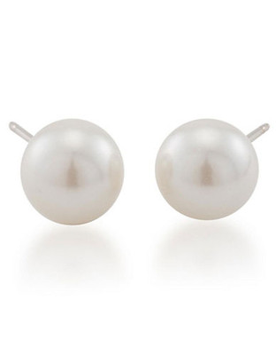 Carolee 8mm White Pearl Stud Earrings with 14kt Gold Posts - White
