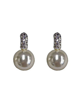 Cezanne 2Prt Crystal Pearl Earring - Silver