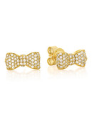 Crislu Puffy Bow Cubic Zirconia Earrings - Gold